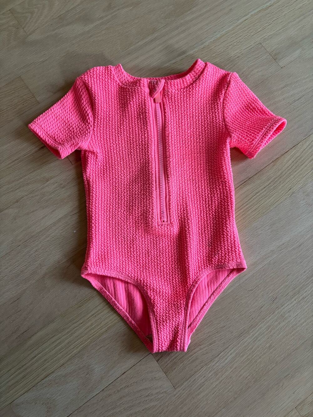 Girl's Swimsuit Textured Hot Pink 4T